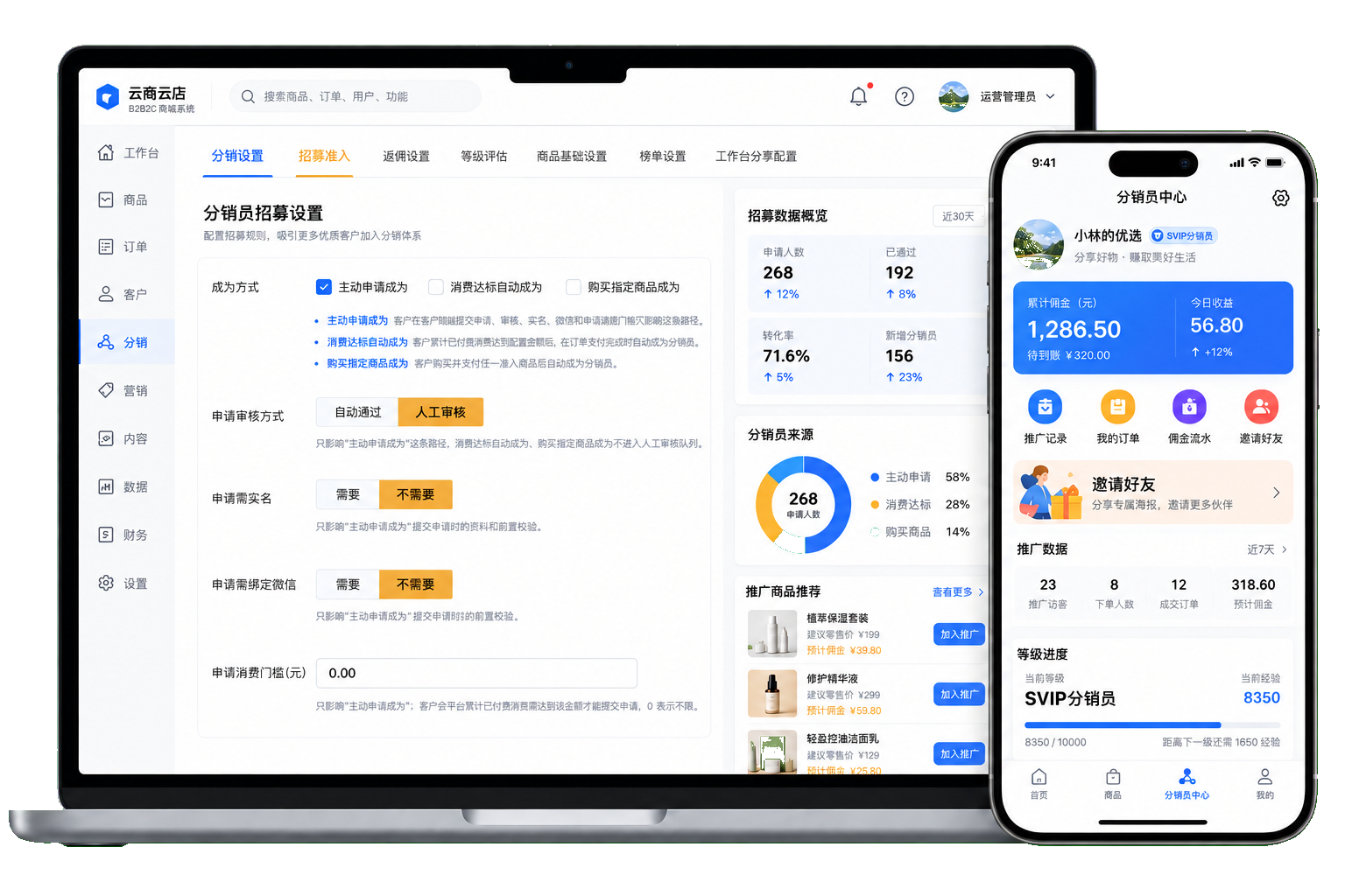 分销电脑后台与手机分销员中心