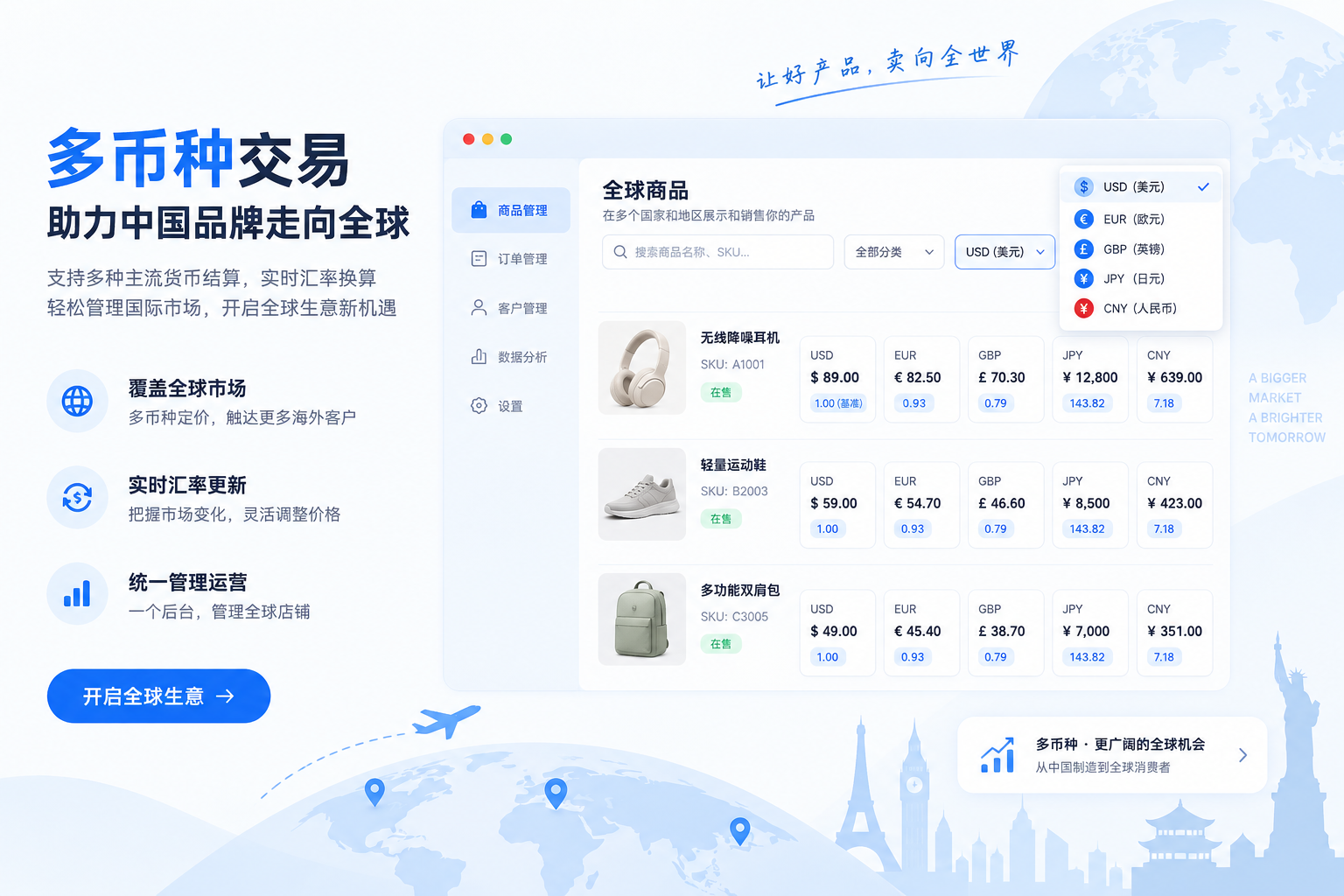 多币种功能界面示意